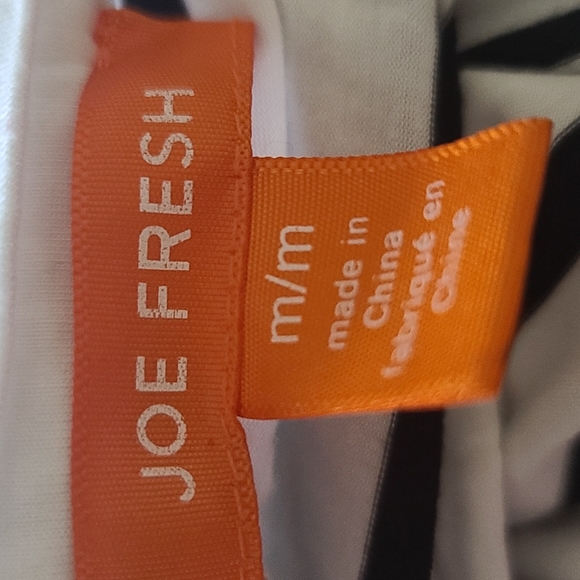 Joe Fresh white with black stripe 3/4 sleeve shirt top Medium - Picture 4 of 6